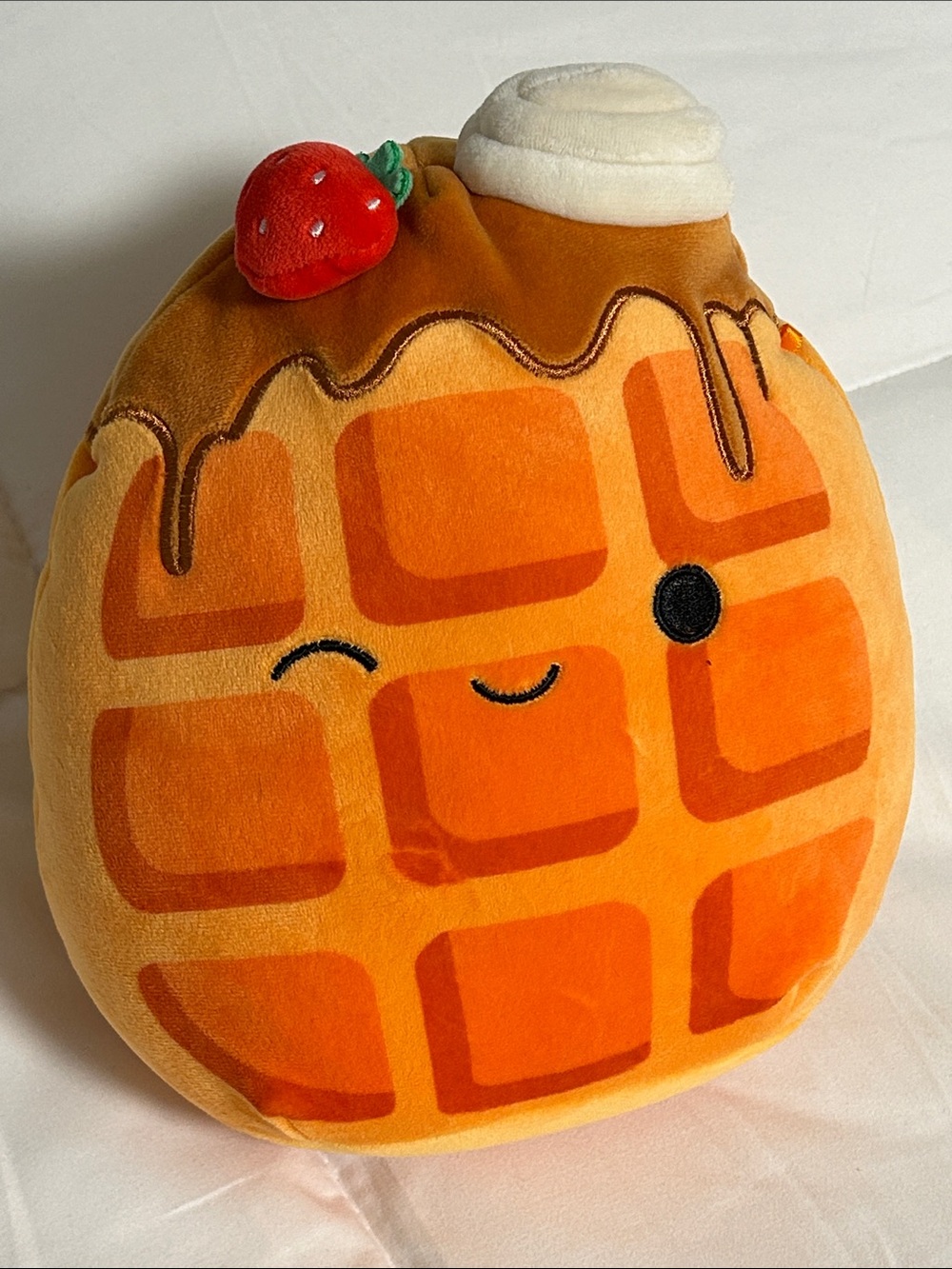 Squishmallows Weaver The Waffle with Strawberry and Whipped Cream Food Plush Toy